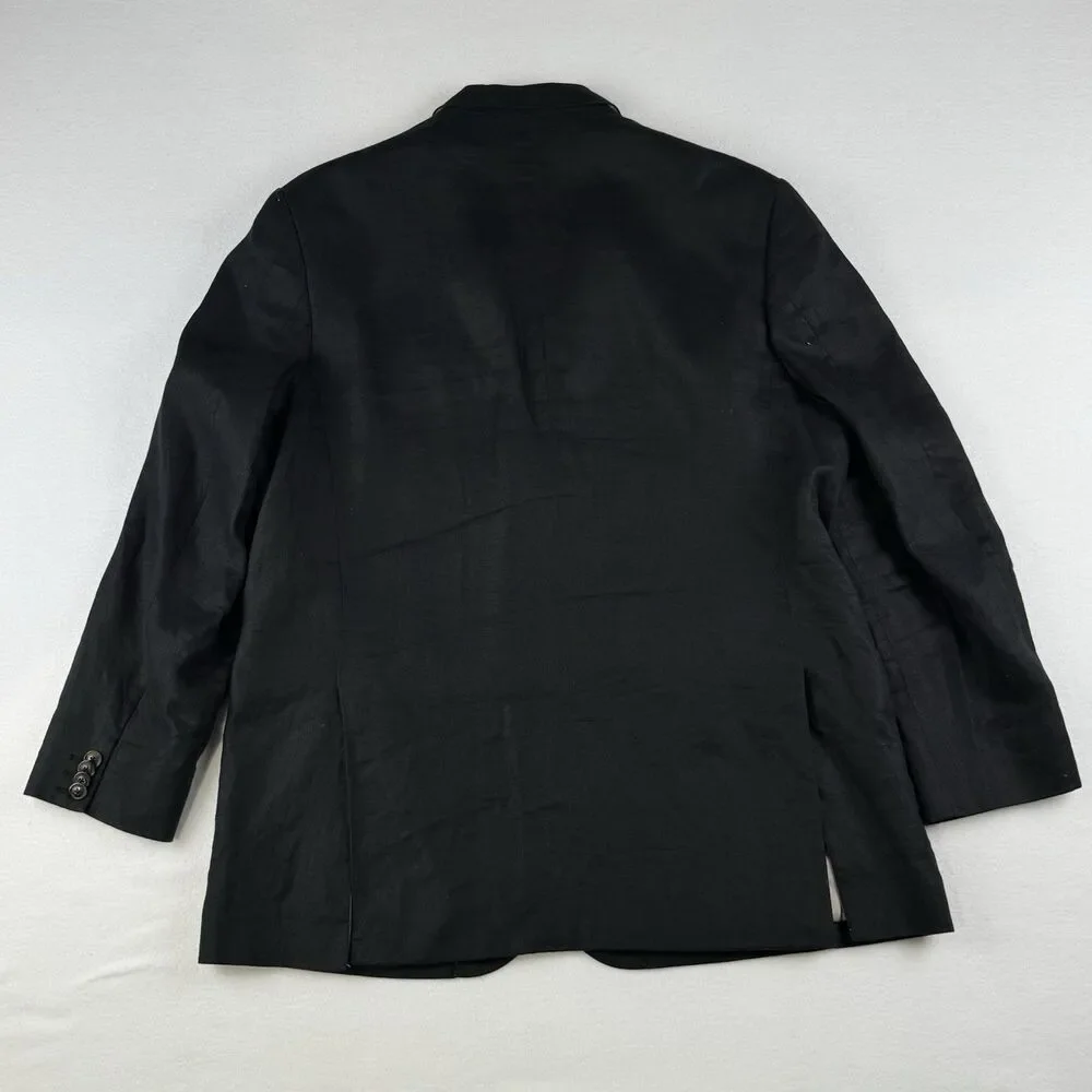 Tasso Elba Men’s Blazer Jacket 100% Linen Lightweight Black XLarge 45-47